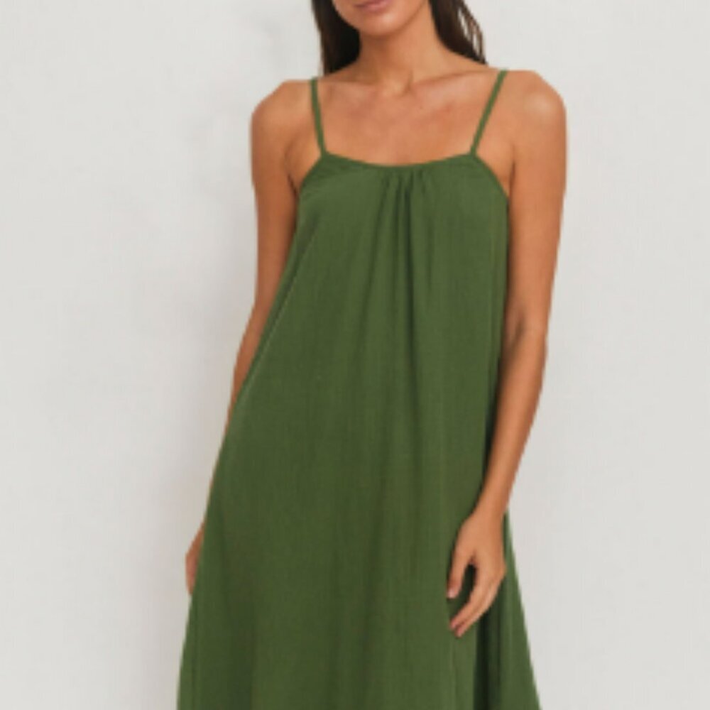 NWT Citrine Swim Forest Green Della Dress Size Small Adjustable Straps